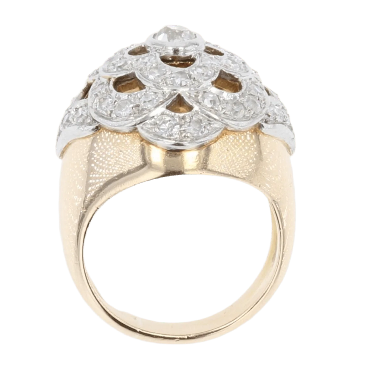 Ring Dome in yellow gold, paltinium and diamonds - Image 6