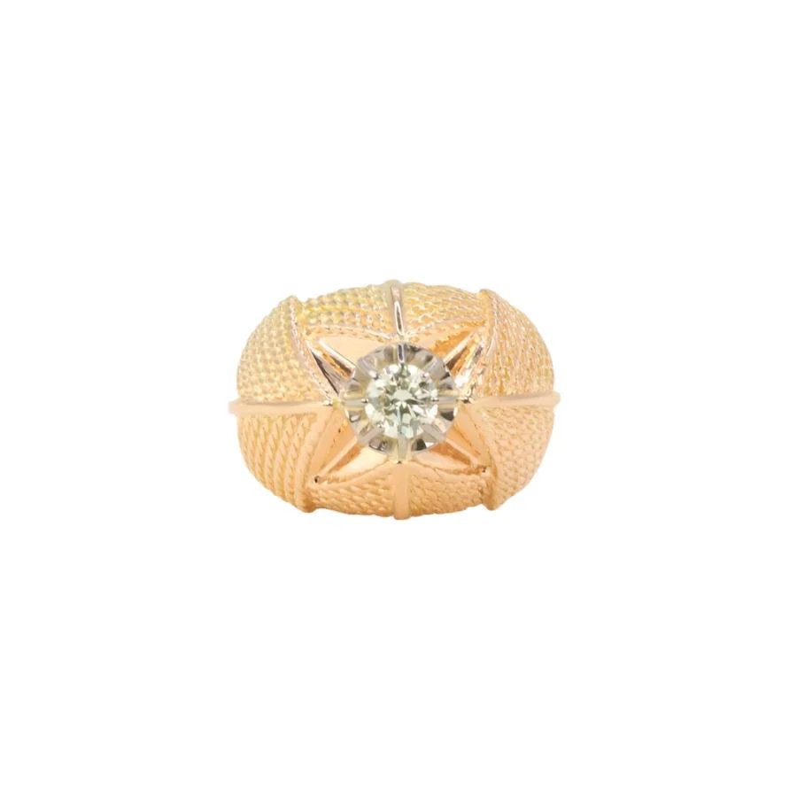 Boule ring in yellow gold and diamond