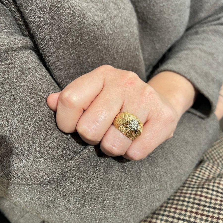 Boule ring in yellow gold and diamond - Image 2