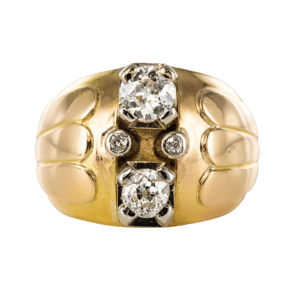 Jonc ring in yellow gold and diamonds
