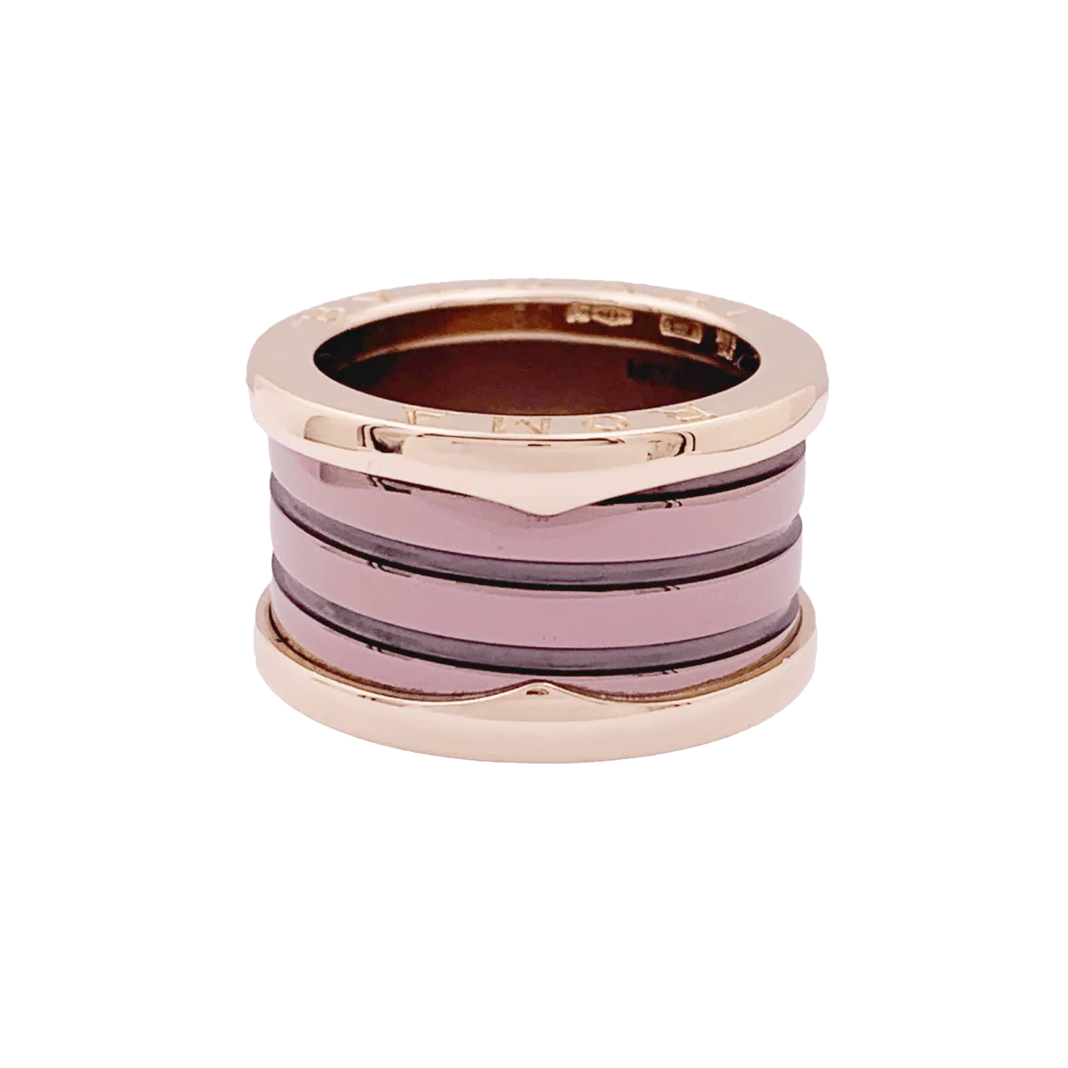 BULGARI "B.Zero1" Band Ring in rose gold, ceramic and metal