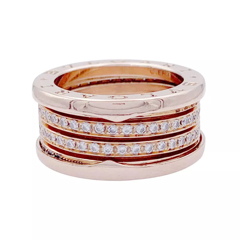 BULGARI "B.Zero1" Bandeau ring in pink gold and diamonds