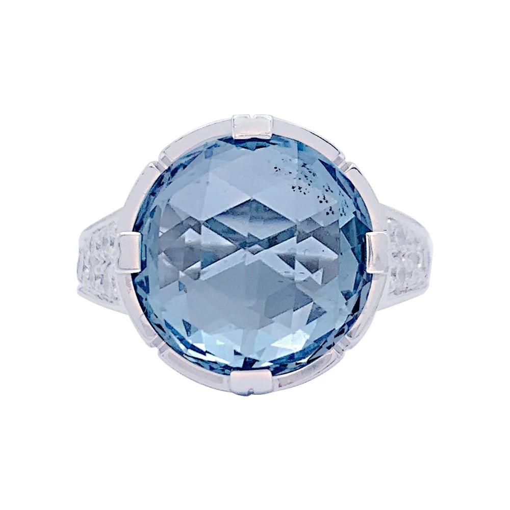 BULGARI ring in white gold, blue topaz and diamonds