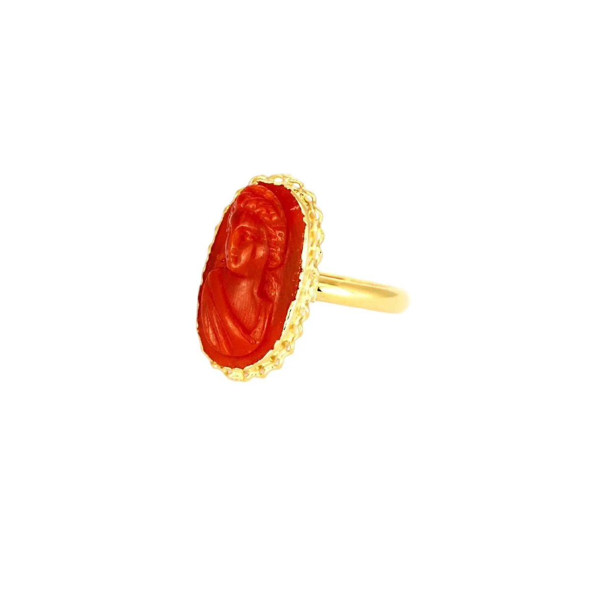 Ring in yellow gold and coral - Image 2