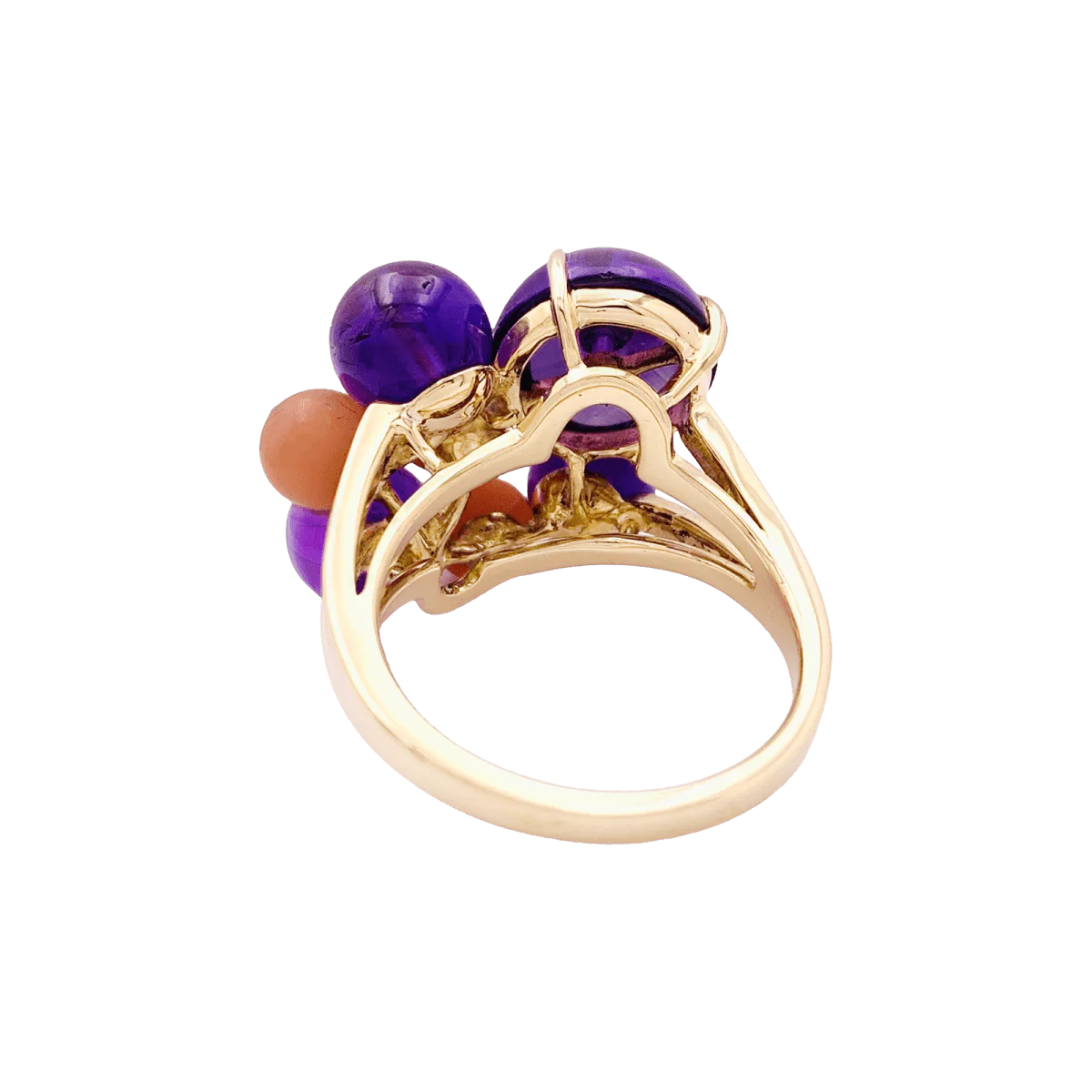Cartier "Delights of Goa" Cocktail Ring in yellow gold, coral, amethyst and diamond - Image 4
