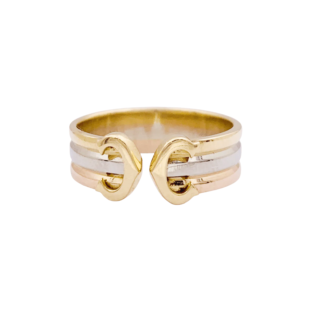 Ring CARTIER "Double C" in yellow gold, white gold and rose gold