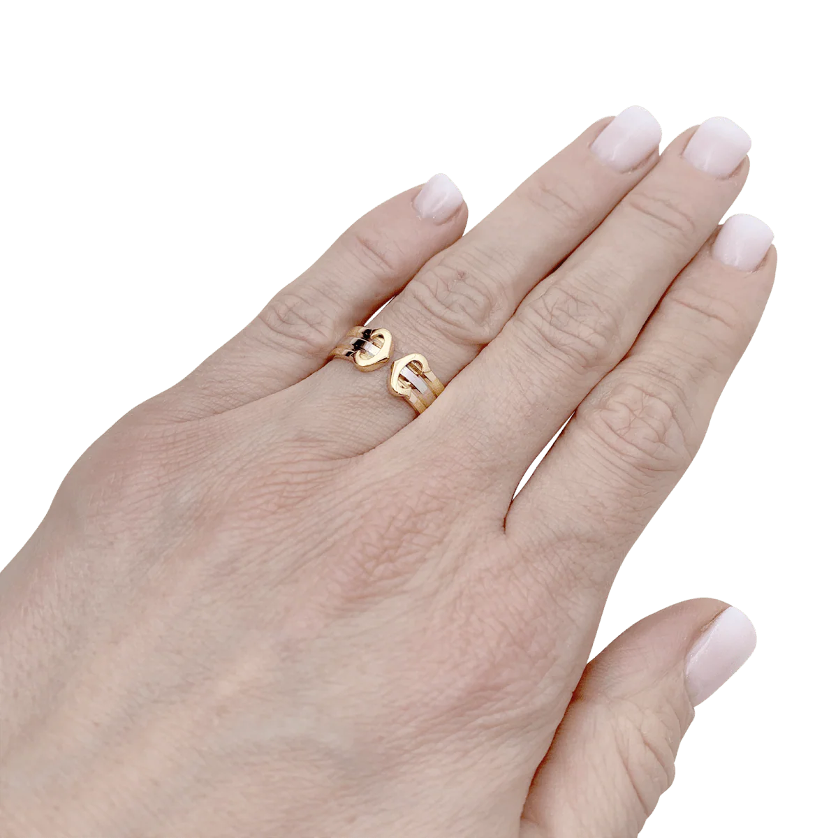 Ring CARTIER "Double C" in yellow gold, white gold and rose gold - Image 2