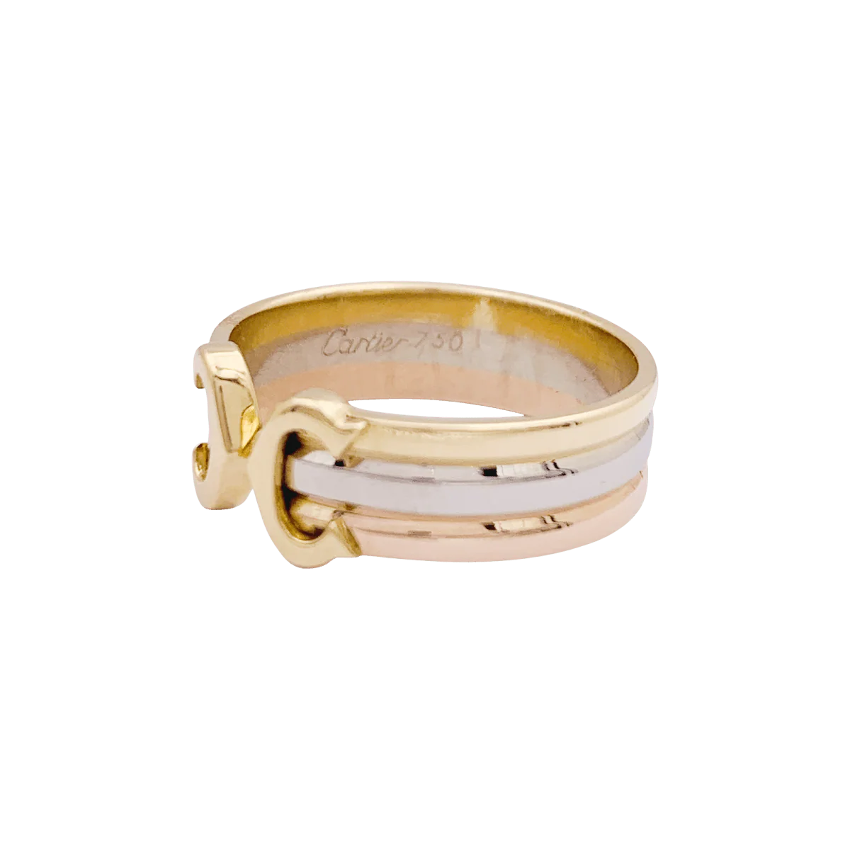 Ring CARTIER "Double C" in yellow gold, white gold and rose gold - Image 4