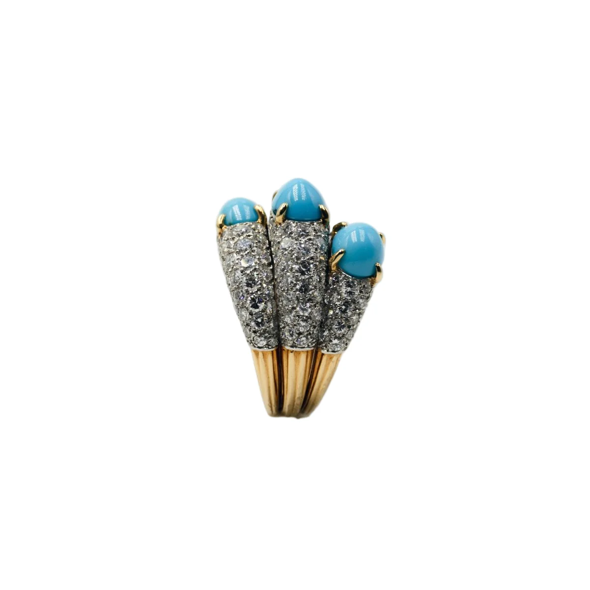 Cartier ring in yellow gold, platinum, turquoise and diamonds - Image 9