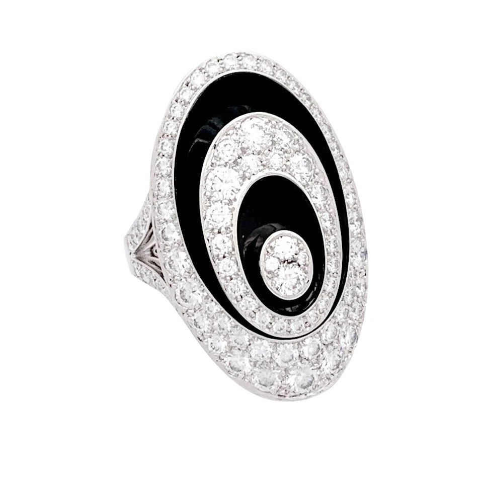 Ring Cartier, "Hypnosis", white gold, diamonds, ceramic black.