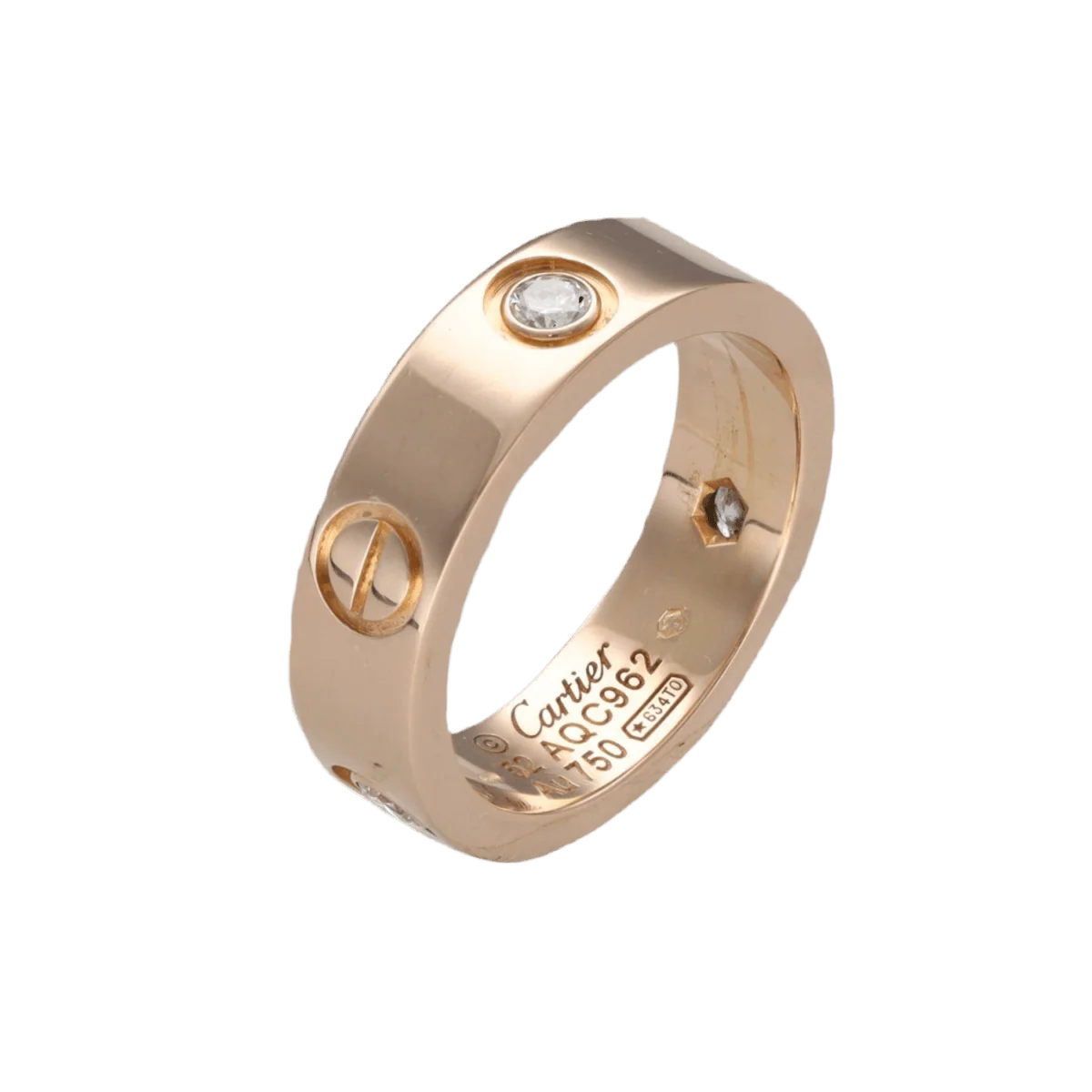 Ring CARTIER "Love" in rose gold with three diamonds - Image 3
