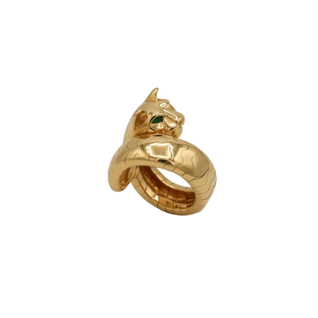 CARTIER "Lakarda" Panthère ring in yellow gold and emeralds - Image 5