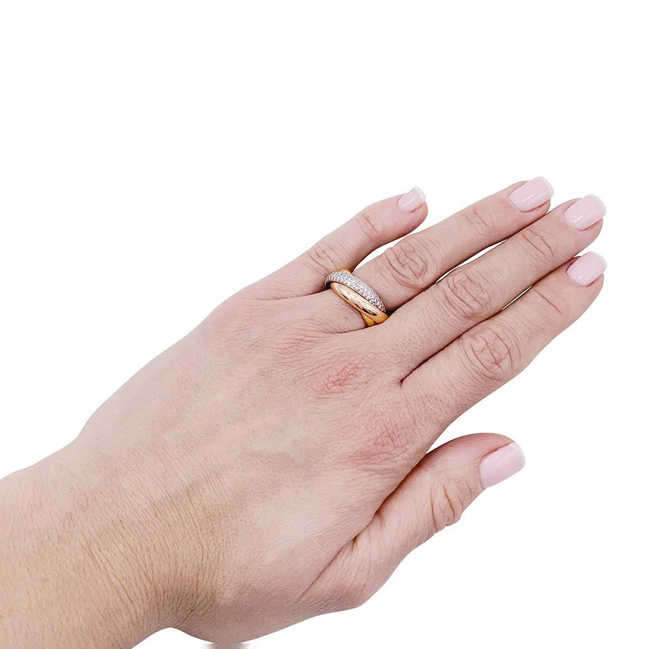 Wedding band ring CARTIER "Trinity" in 3 Golds and Diamonds - Image 5