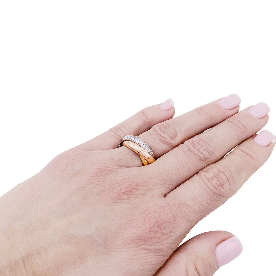 Wedding band ring CARTIER "Trinity" in 3 Golds and Diamonds - Image 6