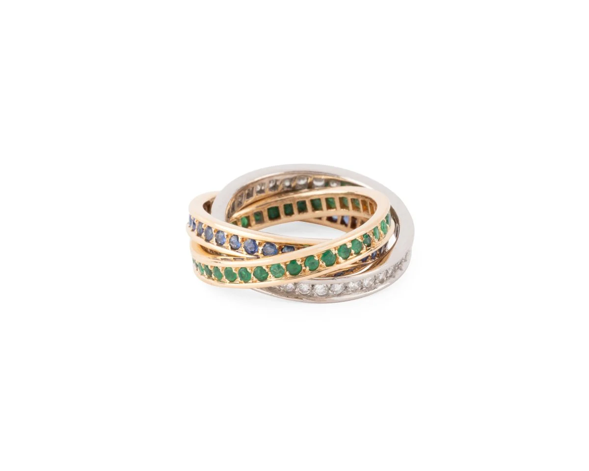 Ring CARTIER "Trinity" in yellow gold, emeralds, sapphires and diamonds - Image 3