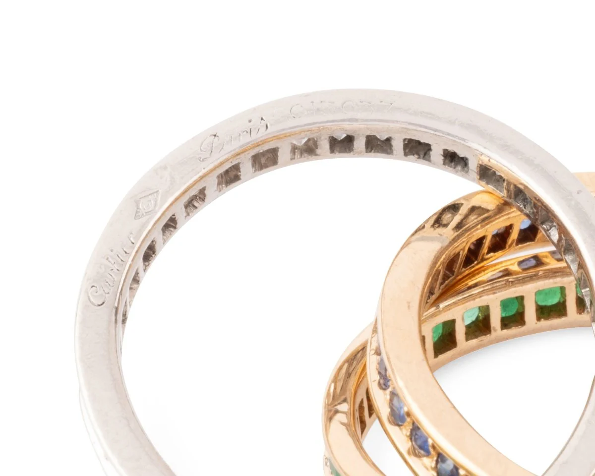 Ring CARTIER "Trinity" in yellow gold, emeralds, sapphires and diamonds - Image 5
