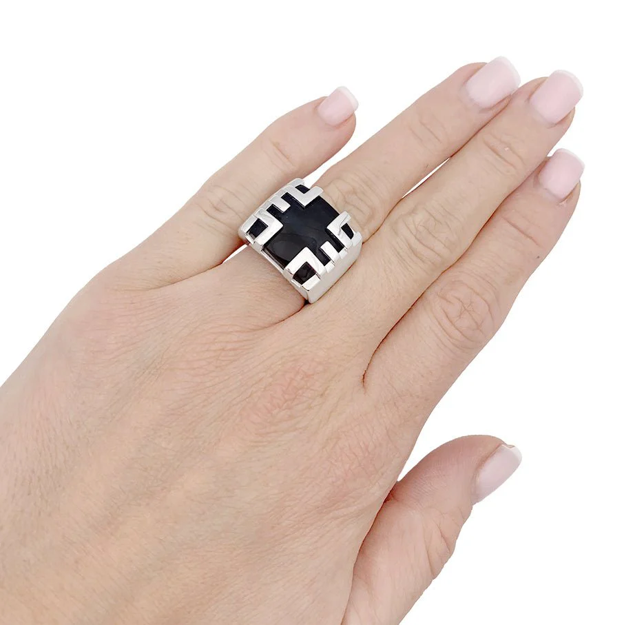 CARTIER Signet Ring "Baiser du Dragon", "Yijing" in white gold and hawk's eye - Image 2