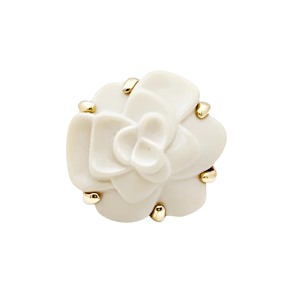 Ring CHANEL "Camélia", in yellow gold and agate