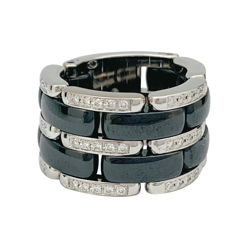 CHANEL “Ultra” Bandeau ring in white gold, black ceramic and diamonds