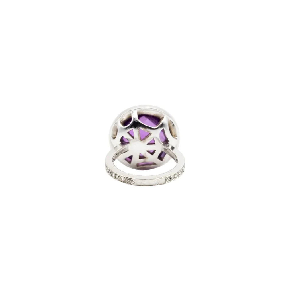 Ring CHAUMET "Attrape moi si tu m'aimes", "Galet" in white gold, amethyst and diamonds - Image 5