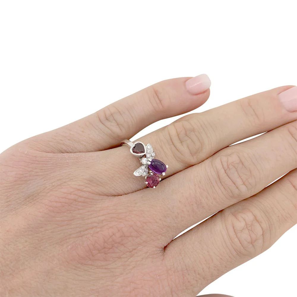 Chaumet ring, “Catch me...if you love me”, white gold, amethyst, garnet, diamonds - Image 4