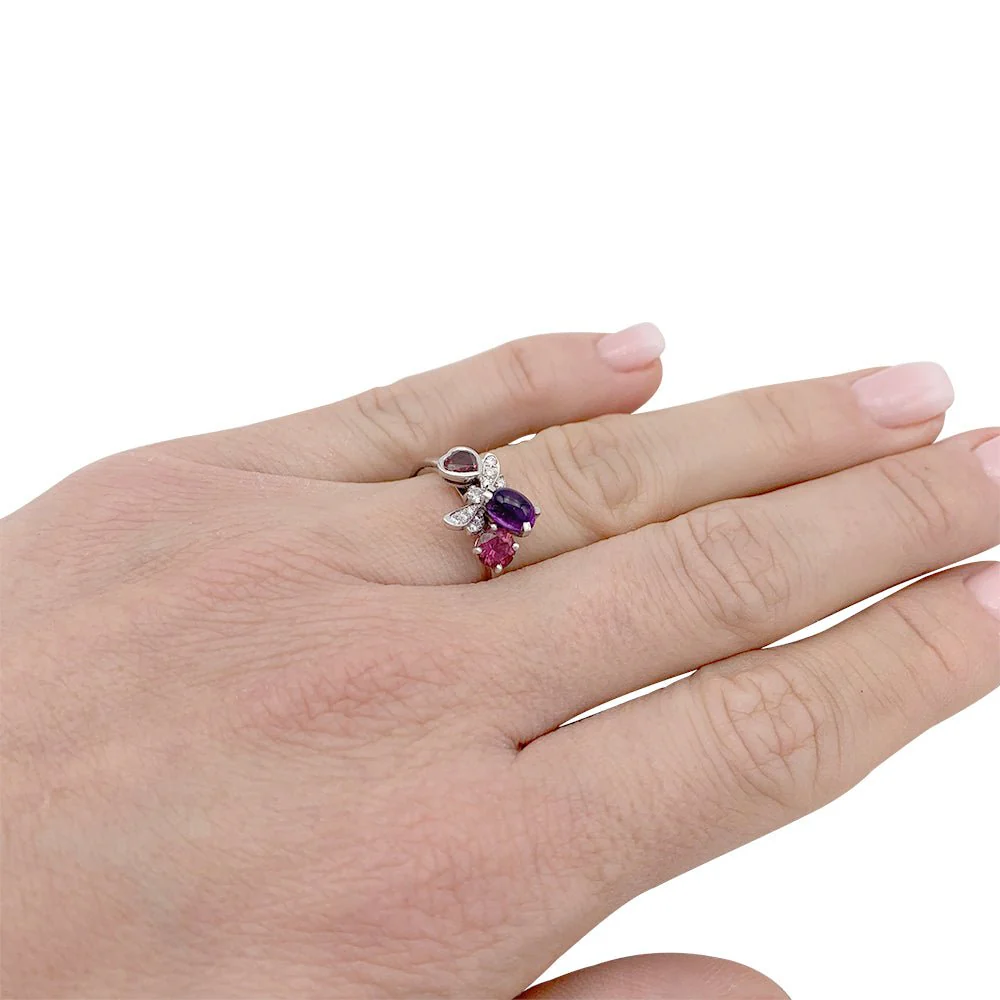 Chaumet ring, “Catch me...if you love me”, white gold, amethyst, garnet, diamonds - Image 5