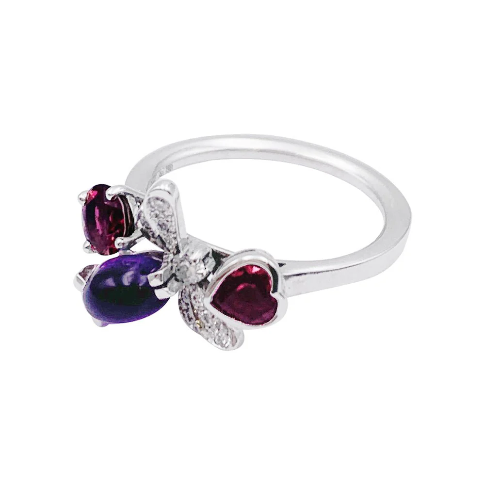Chaumet ring, “Catch me...if you love me”, white gold, amethyst, garnet, diamonds - Image 6