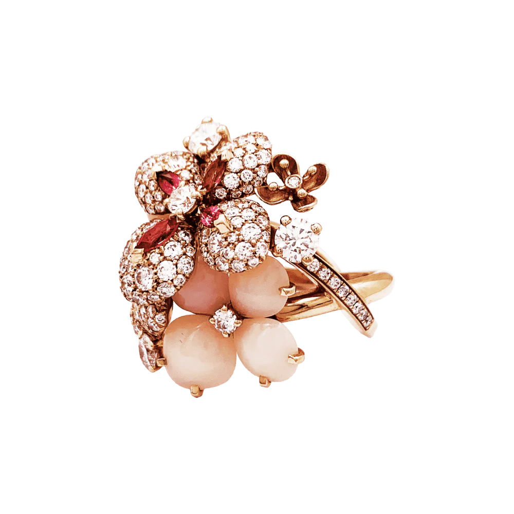CHAUMET "Aube de Rosée" Cocktail Ring in Rose gold, opals, sapphire, tourmalines and diamonds - Image 3