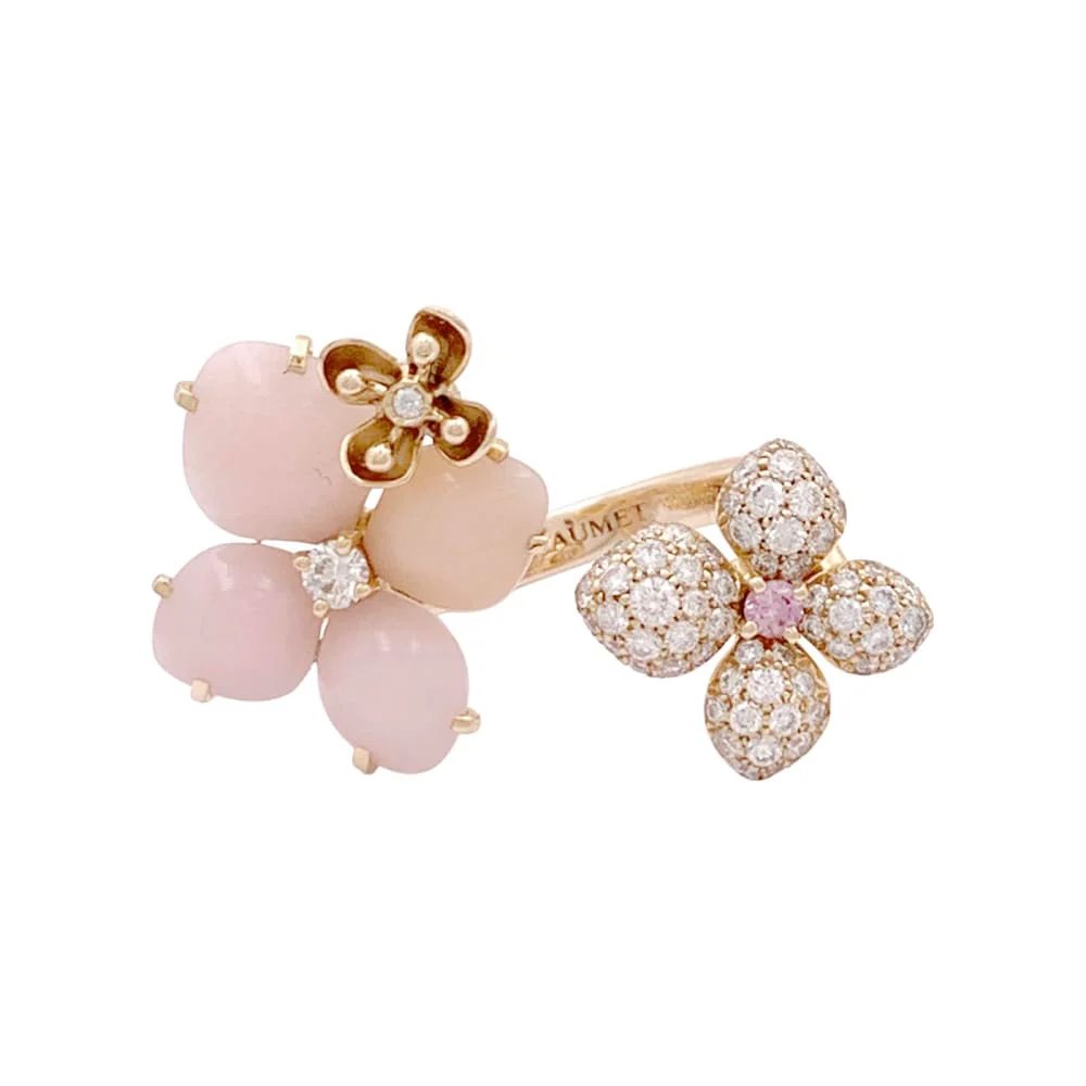 CHAUMET Hortensia "Aube rosée" ring in pink gold, opals, sapphire and diamonds