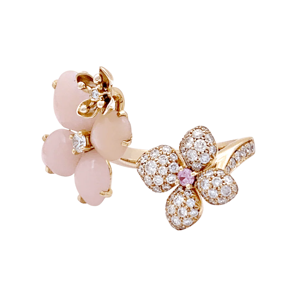 CHAUMET Hortensia "Aube rosée" ring in pink gold, opals, sapphire and diamonds - Image 3