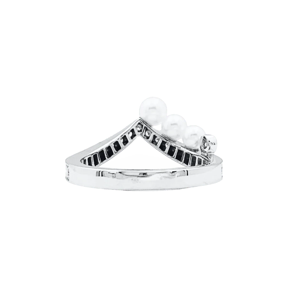 CHAUMET "Joséphine Aigrette" Wedding band ring in white gold, pearls and diamonds - Image 4