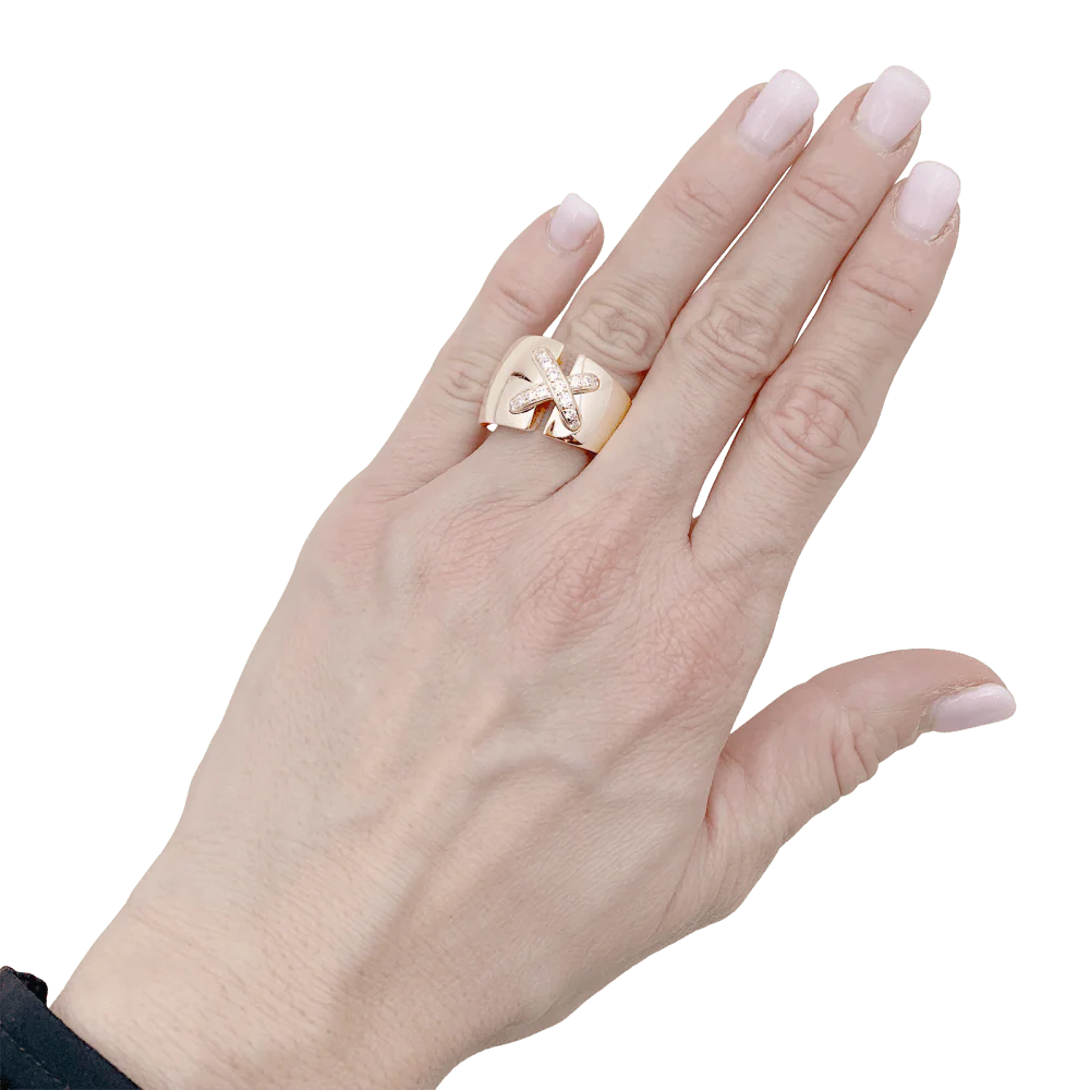 CHAUMET "Asymmetrical Links" Band Ring in rose gold and diamonds - Image 2