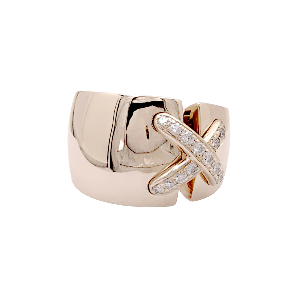 CHAUMET "Asymmetrical Links" Band Ring in rose gold and diamonds - Image 3