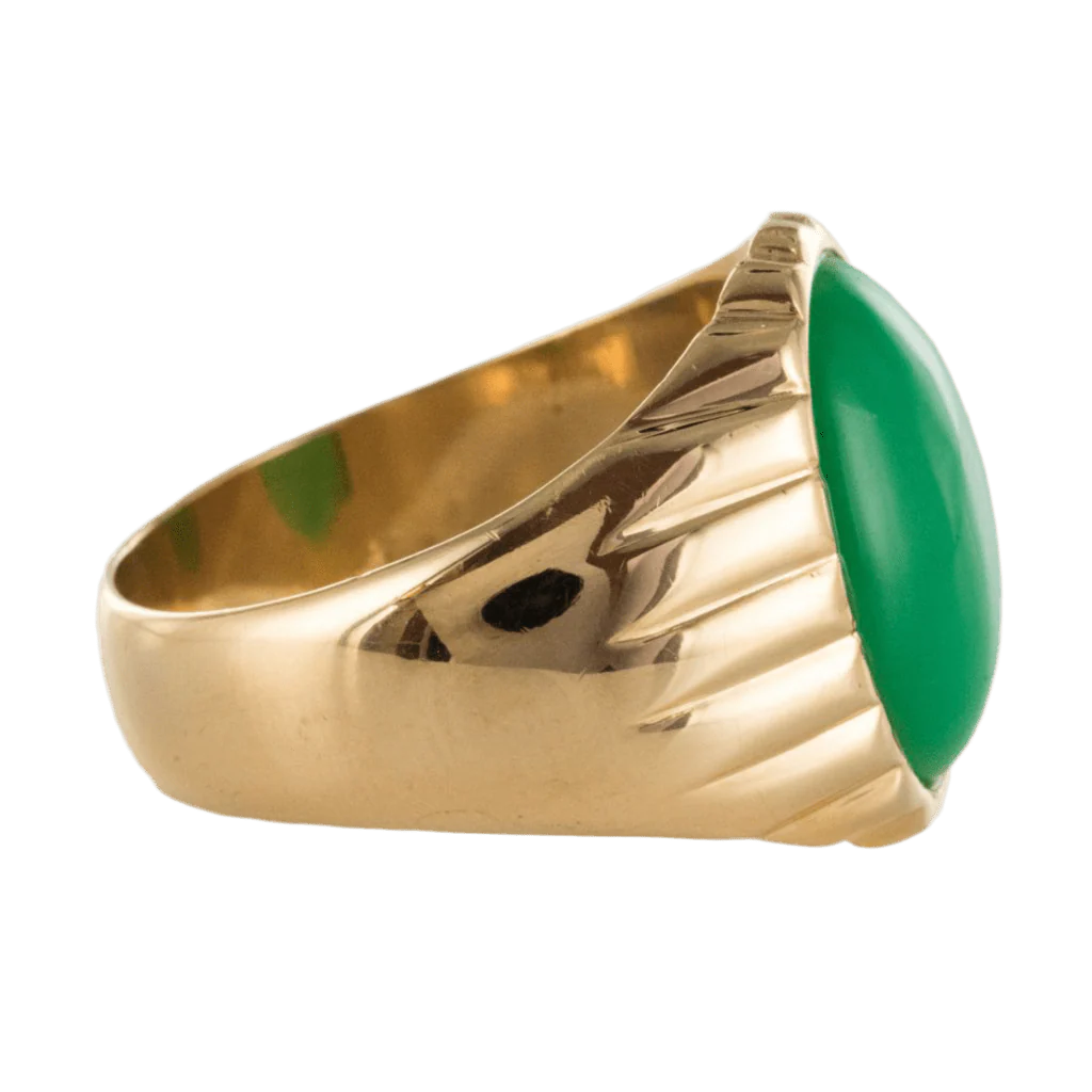 Signet ring in yellow gold and chrysoprase - Image 5