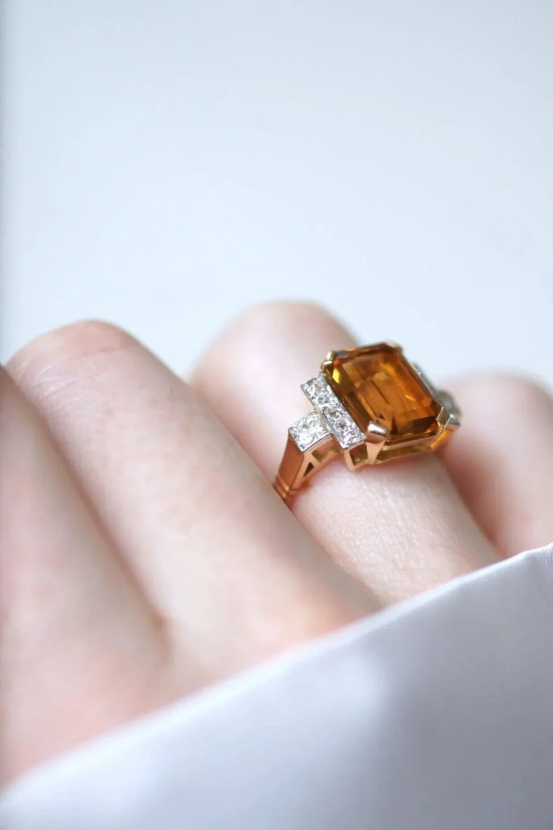 Citrine and diamond cocktail ring - Image 6