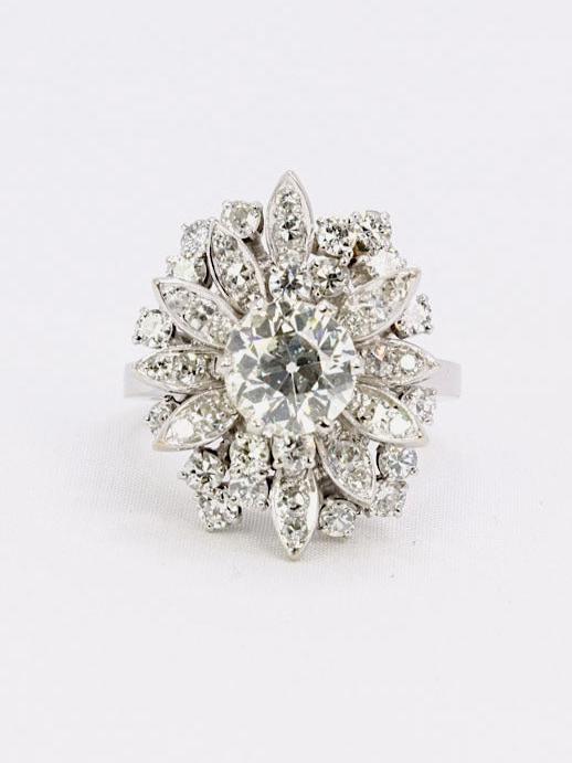 3.98 carat old cut diamond cocktail ring