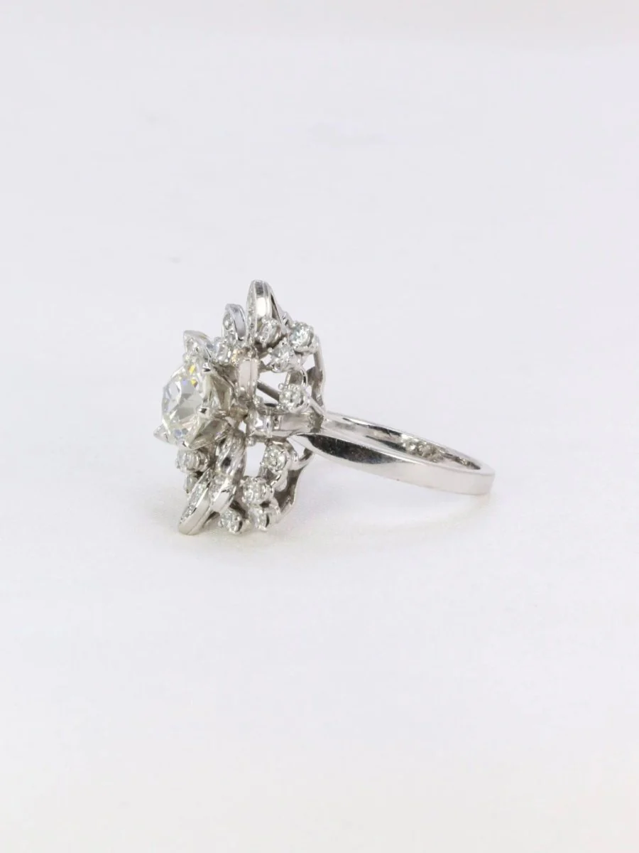 3.98 carat old cut diamond cocktail ring - Image 5