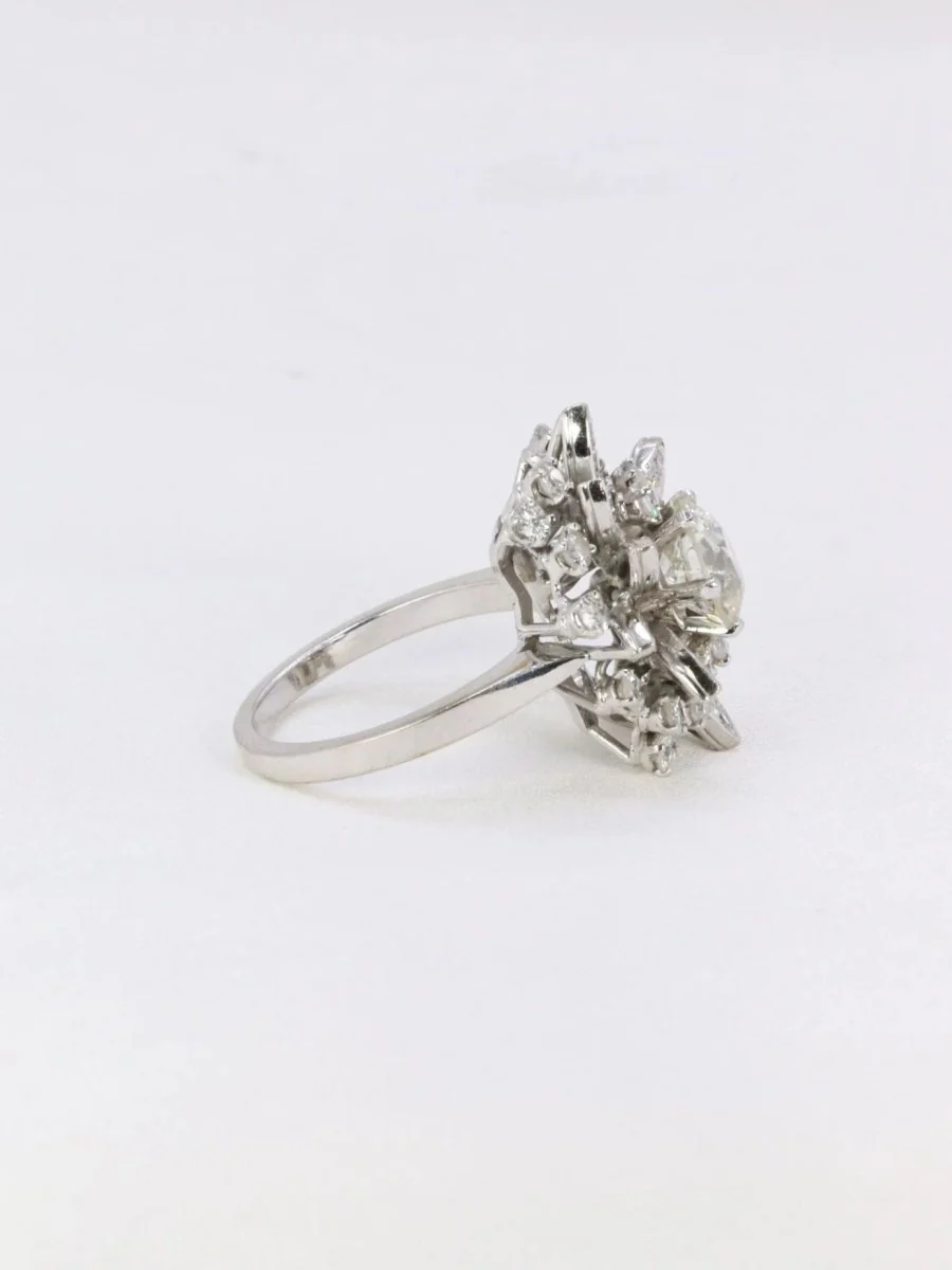 3.98 carat old cut diamond cocktail ring - Image 7