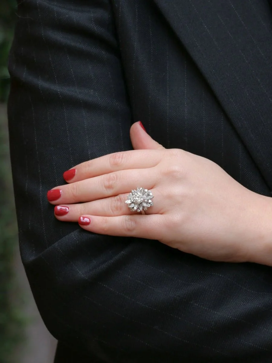 3.98 carat old cut diamond cocktail ring - Image 8