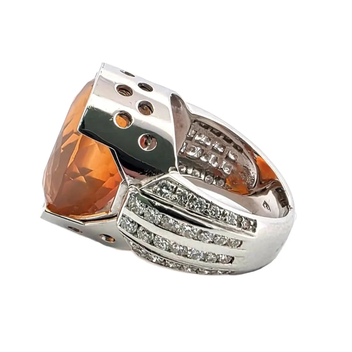 Bague Cocktail en or blanc, opale et diamants - Image 4