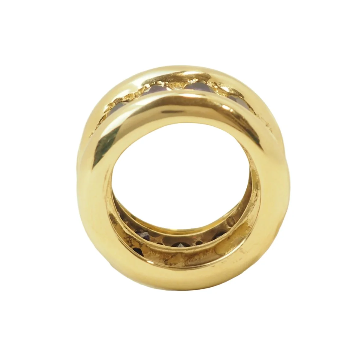 Yellow Gold Cocktail Ring with Amethysts and Diamonds - Image 6