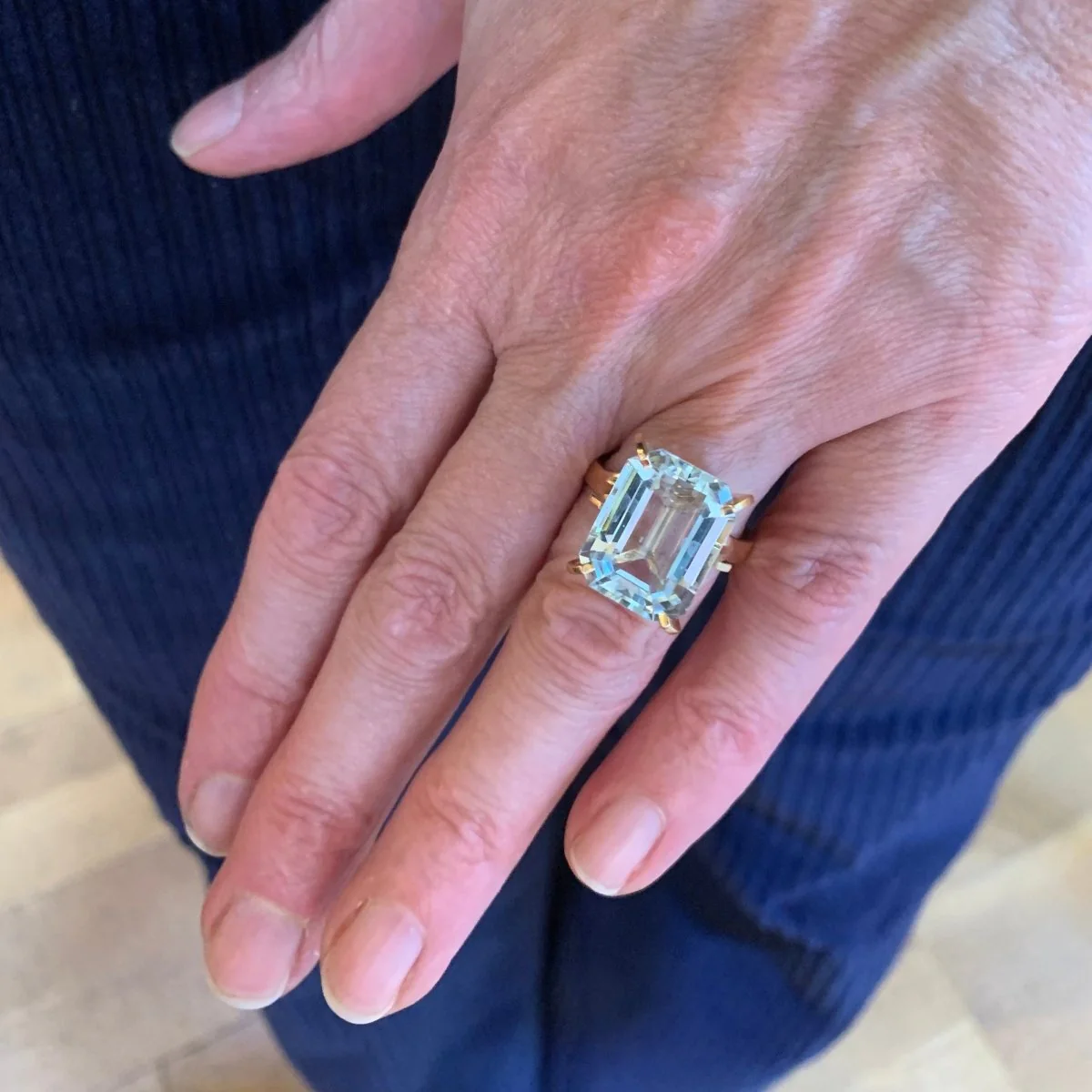 Cocktail Ring in Yellow gold and Aquamarine - Image 2