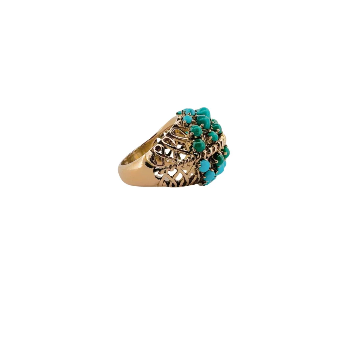 Cocktail ring in yellow gold and turquoise - Image 3