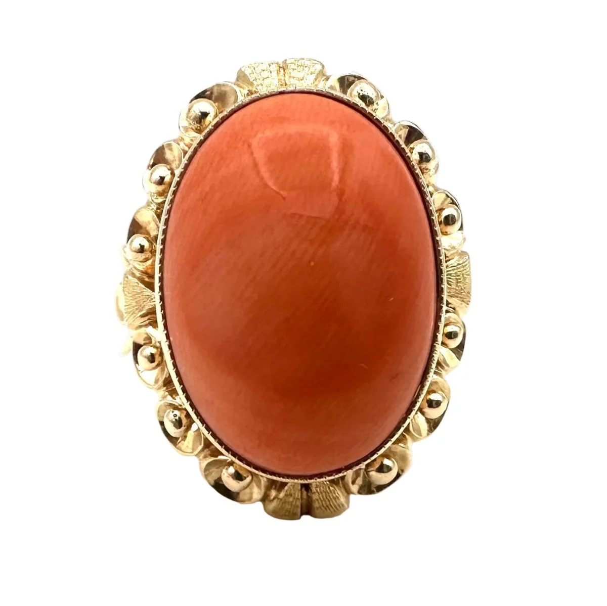 Rose gold and Coral Cocktail Ring