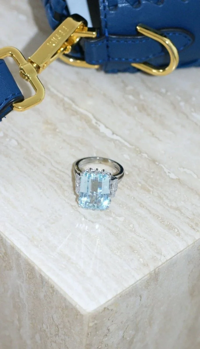 Aquamarine and Diamond Cocktail Ring - Image 10