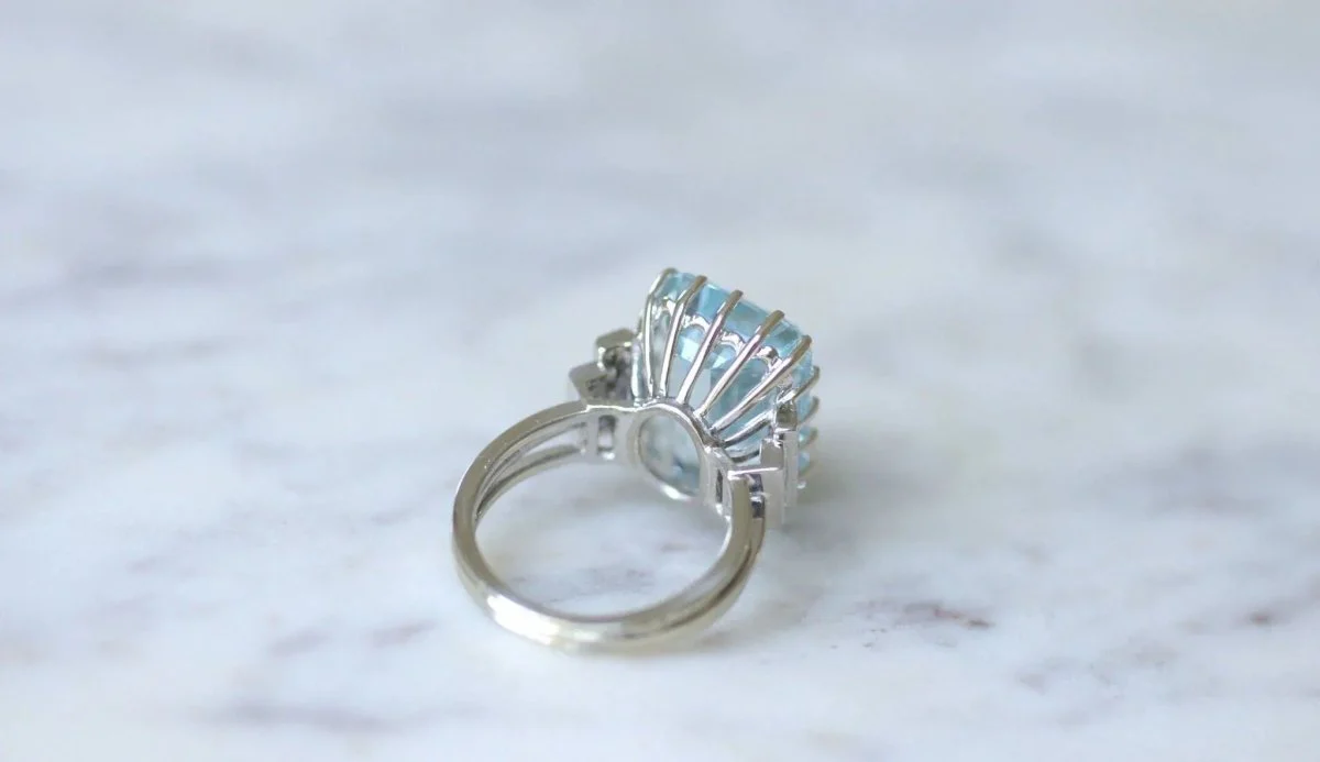 Aquamarine and Diamond Cocktail Ring - Image 6