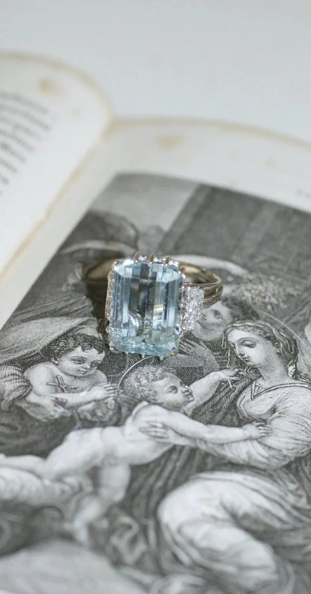 Aquamarine and Diamond Cocktail Ring - Image 9