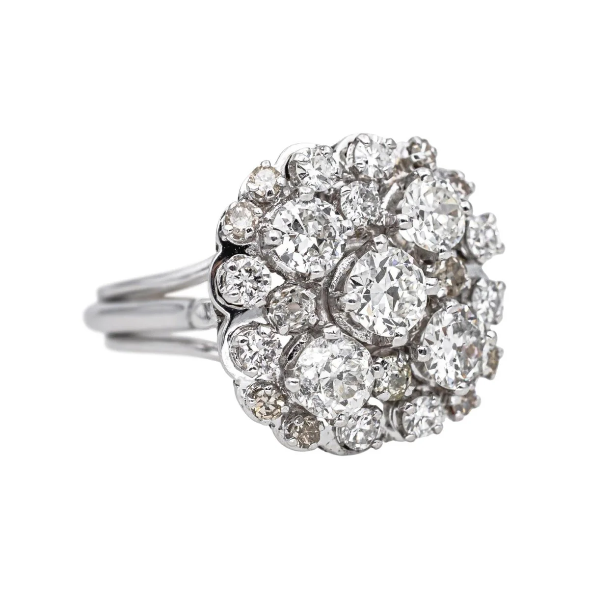 Cocktail ring in white gold, platinum and diamonds - Image 6