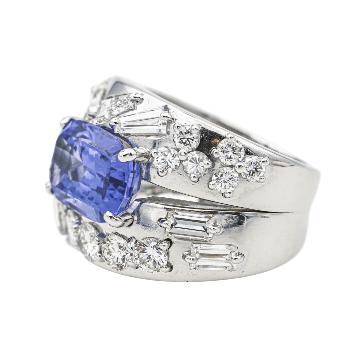 Ring Cocktail in white gold, tanzanite and dia - Image 4