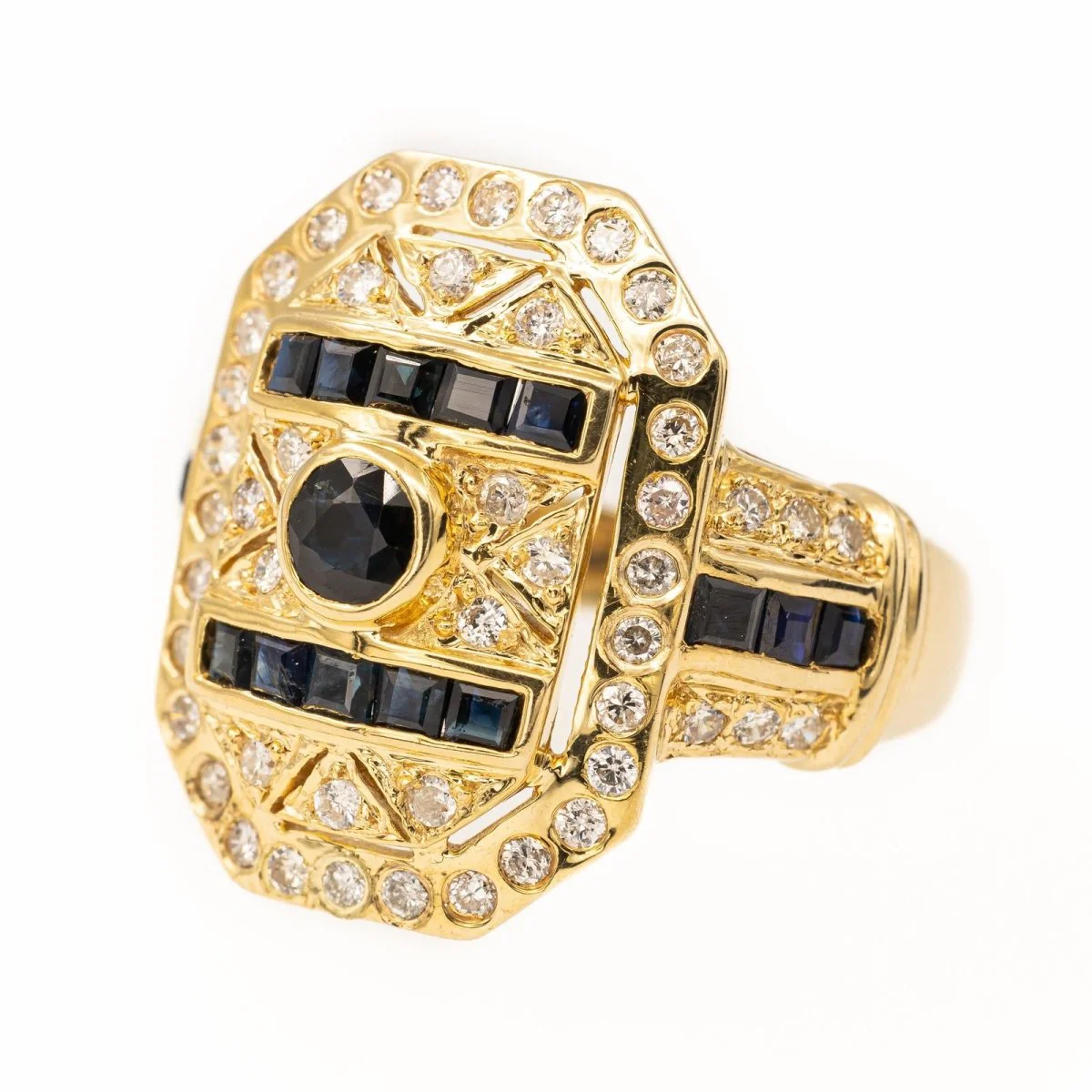 Cocktail ring in yellow gold and sapphire - Image 3